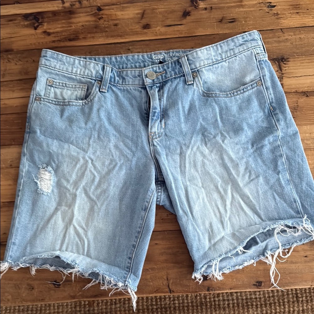 GAP Blue Jean Shorts Distressed Raw Hem